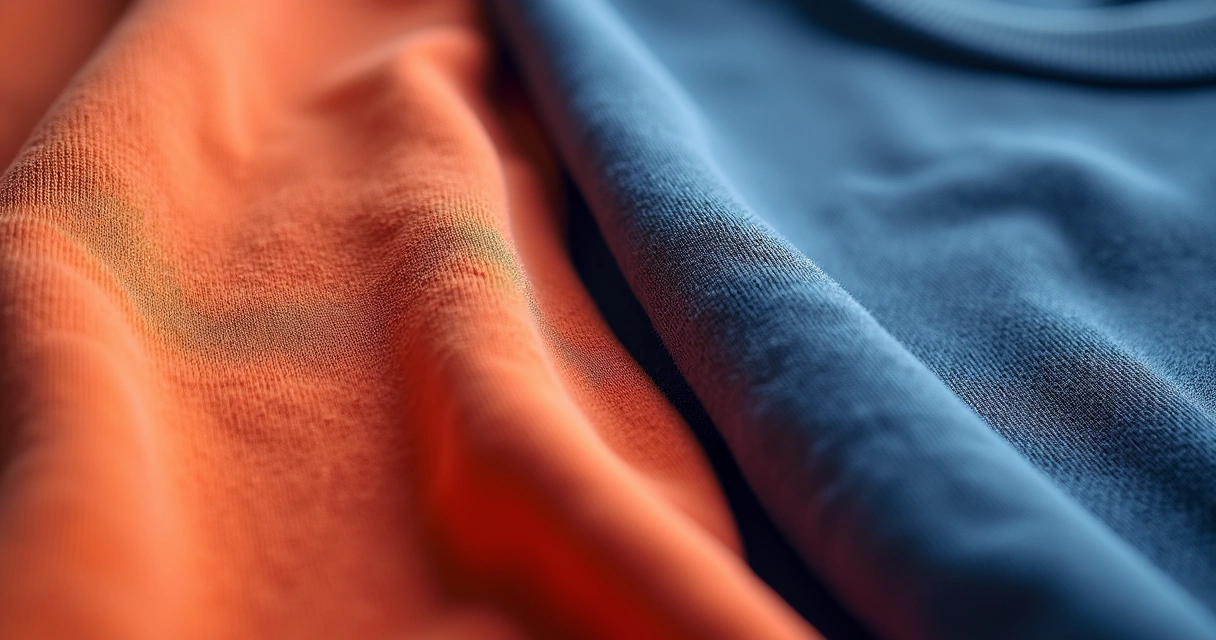 Detalhe de tecido de camiseta New Trand Soft e dry-fit, mostrando textura suave e costura 