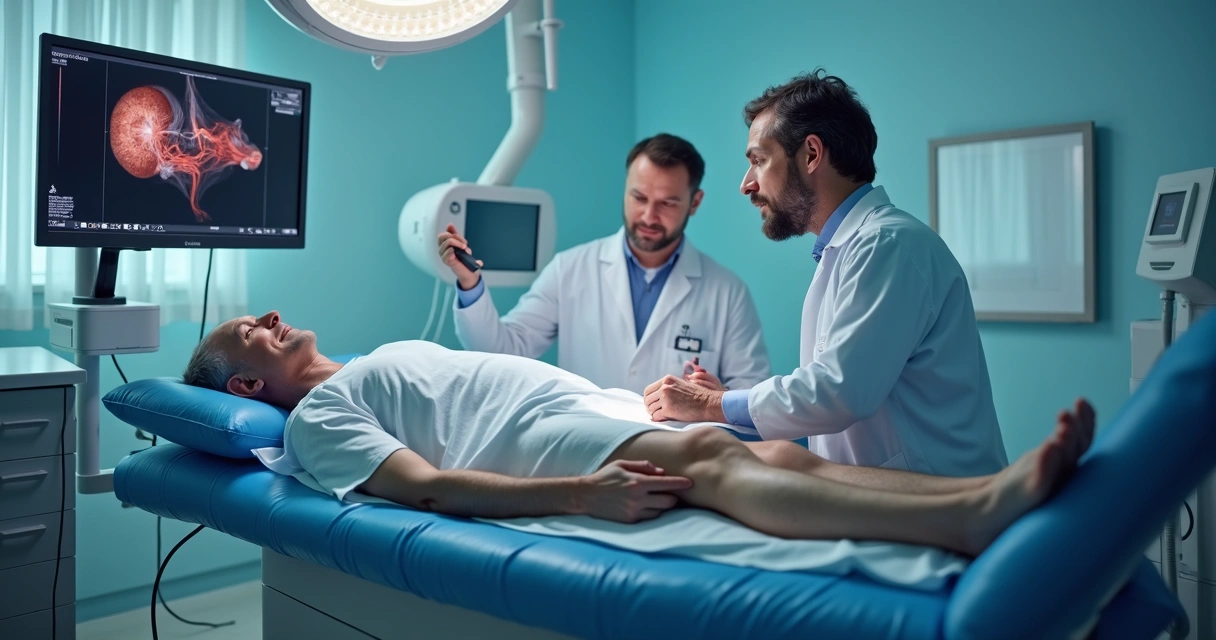 Detalhe do tratamento de varizes com técnica moderna sem cirurgia 