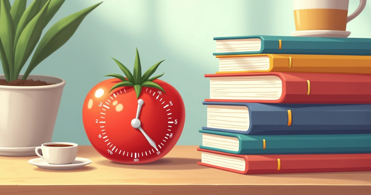 Relógio ao lado de livros demonstrando a técnica Pomodoro de estudo