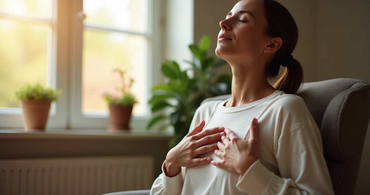 Persona practicando respiración para aliviar frustración 