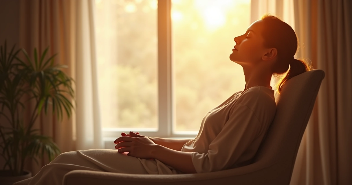 Pessoa sentada praticando respiração consciente