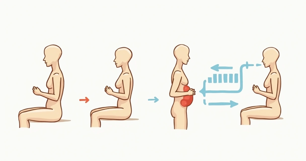 Sequência de quatro ilustrações mostrando uma pessoa praticando técnicas de respiração. 
