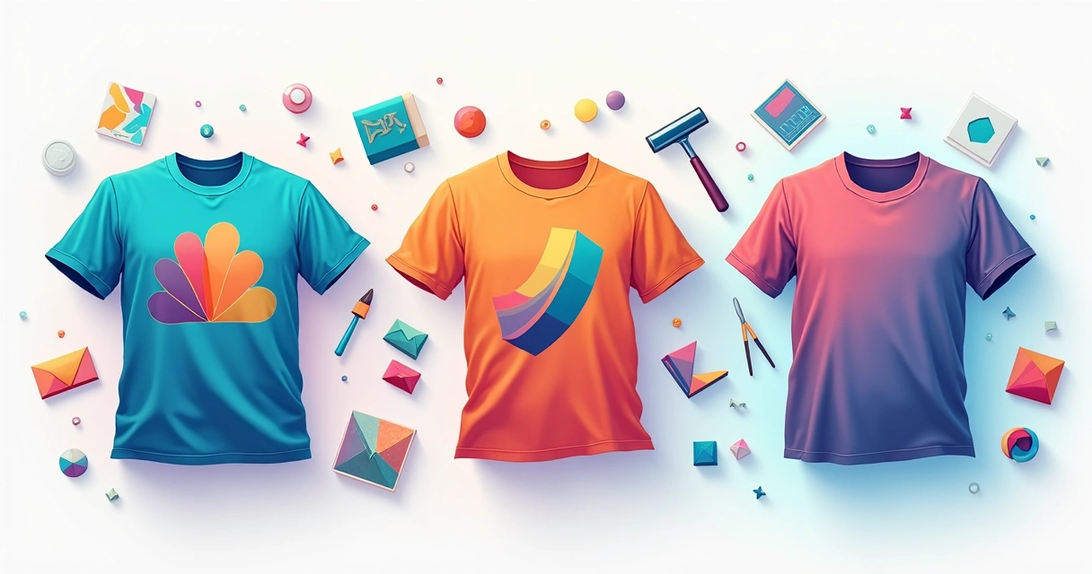 Representação de DTG, DTF e Silk Screen em camisetas 