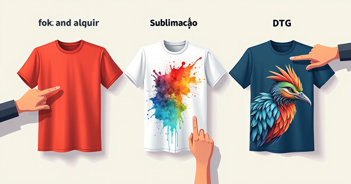 Comparação de diferentes técnicas de estamparia lado a lado 