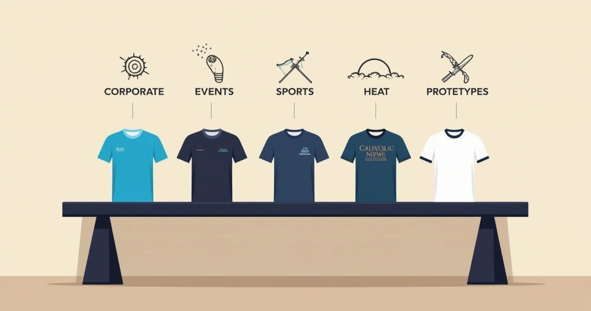 Técnicas de estamparia comparadas visualmente em camisetas 