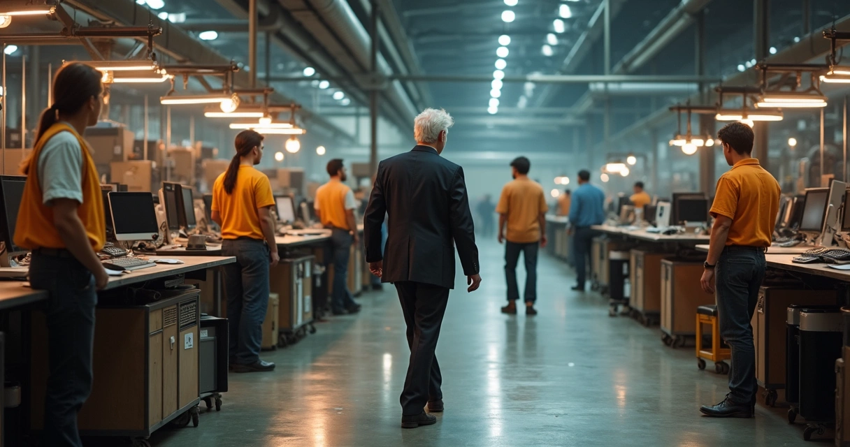 Técnico experiente prestes a se aposentar em ambiente industrial 
