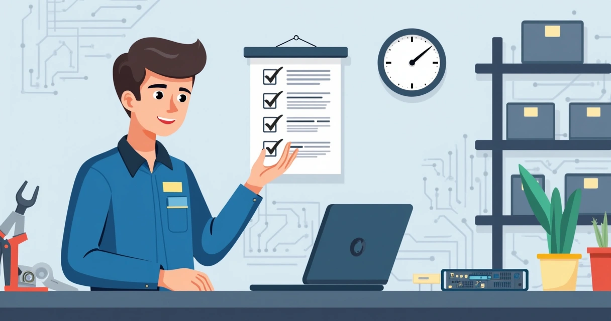 Técnico de assistência técnica preenchendo checklist digital