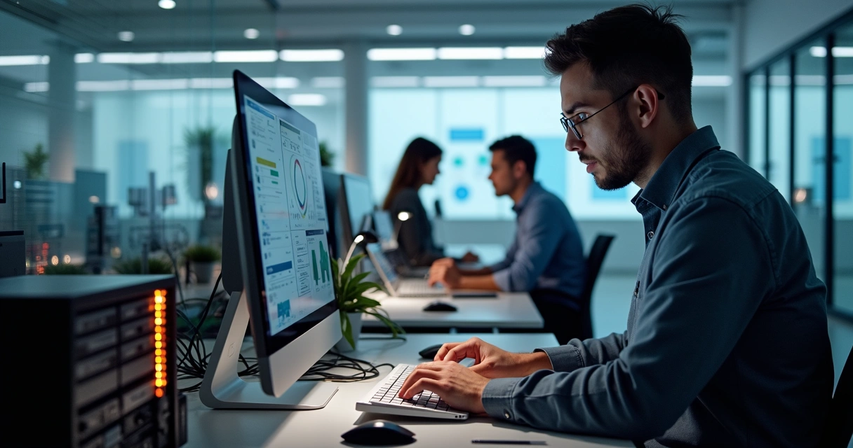 Técnico realizando manutenção em computador 