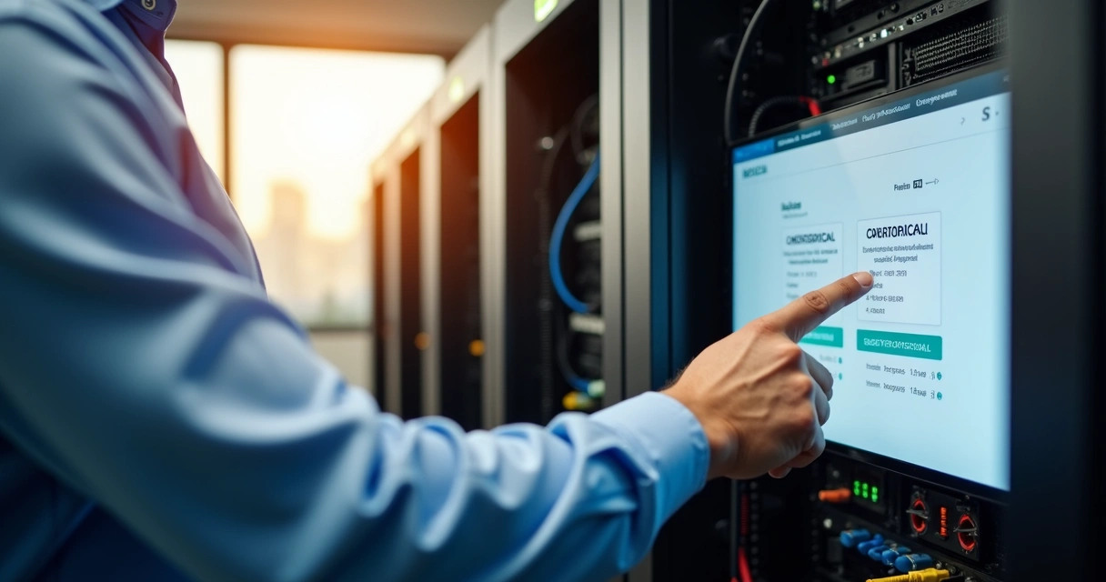 Técnico de TI configurando Bacula Enterprise em servidor com tela mostrando dashboard de backup 