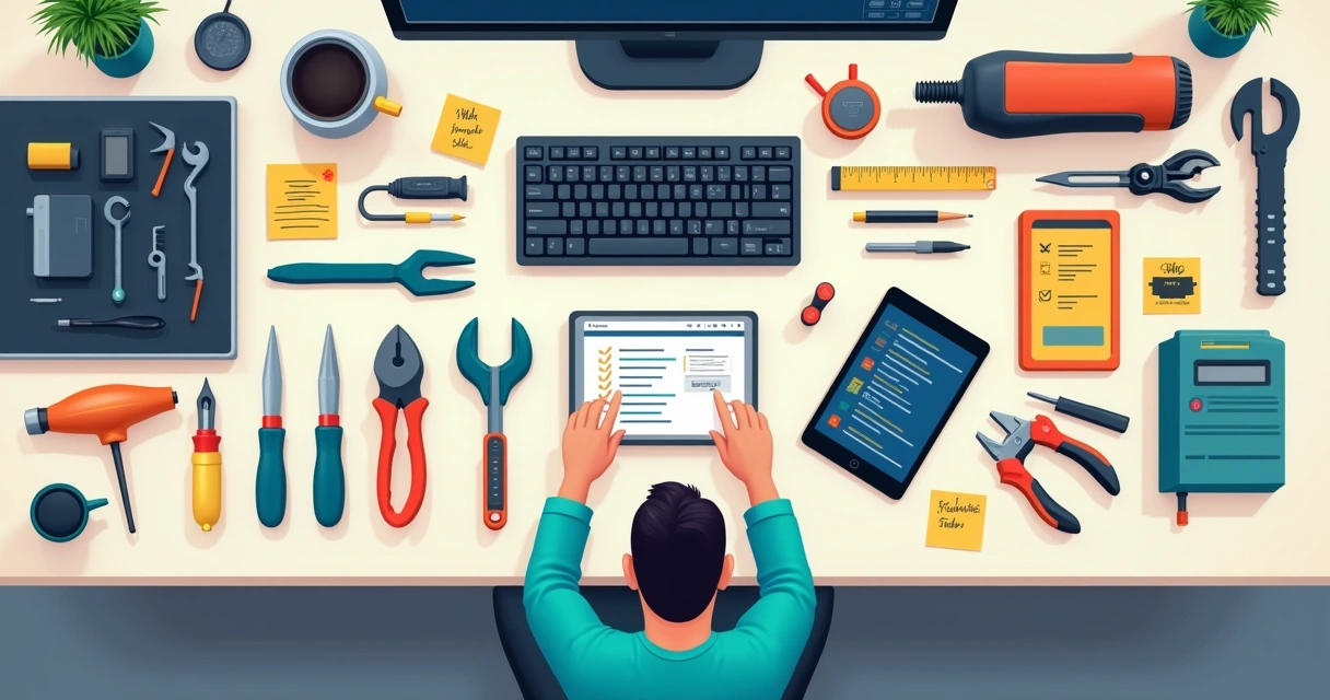 Técnico ajustando ferramentas em bancada personalizada