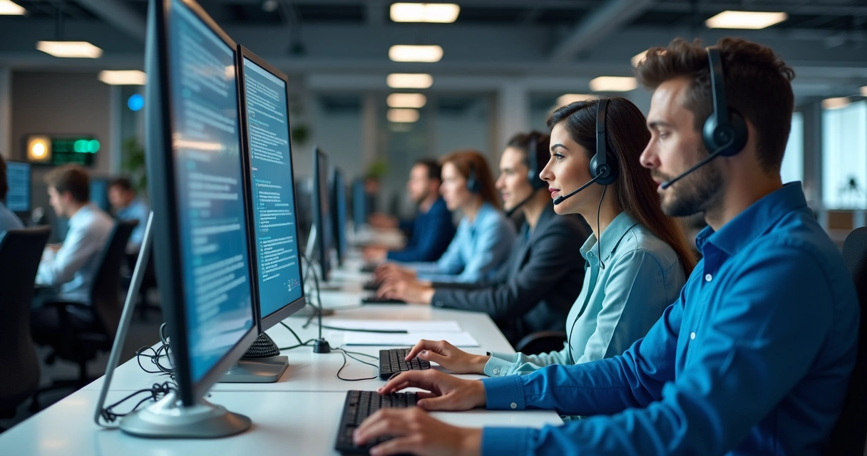 Profissional de TI prestando suporte presencial a usuário corporativo 