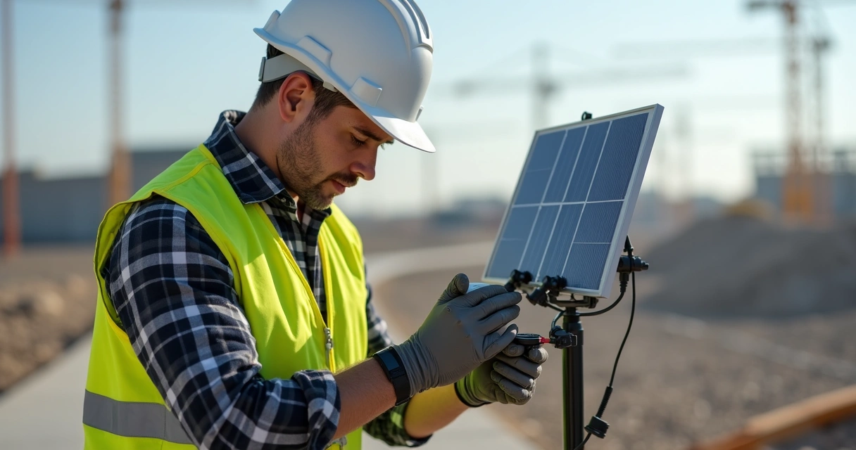 Técnico faz manutenção preventiva em câmera time-lapse solar 