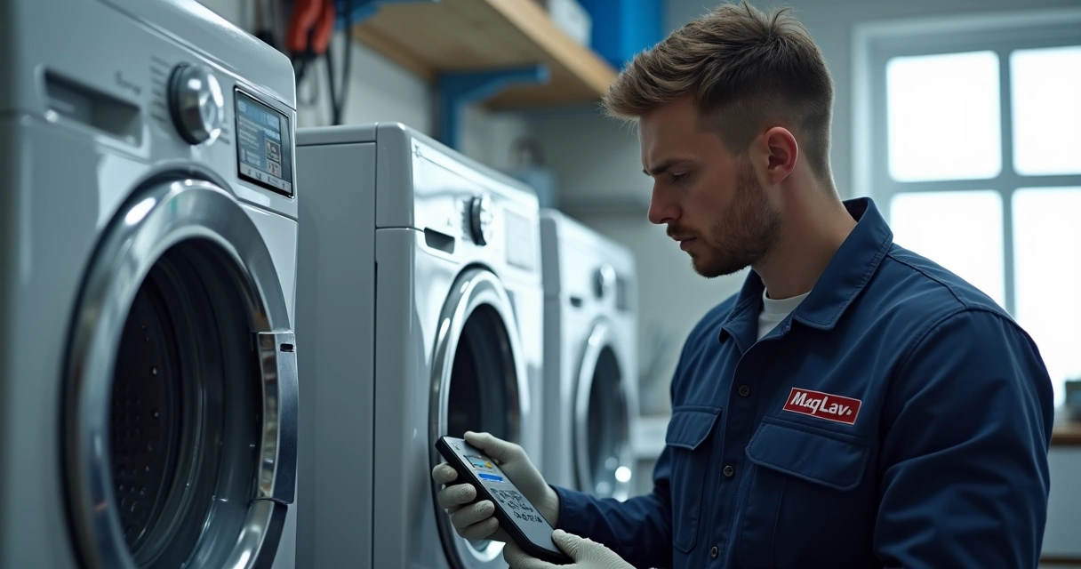 Técnico uniformizado inspecionando painel eletrônico 