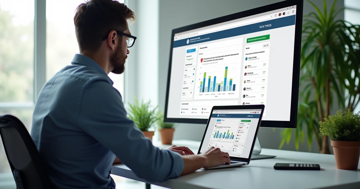 Profissional da web realizando manutenção em site WordPress pelo notebook 