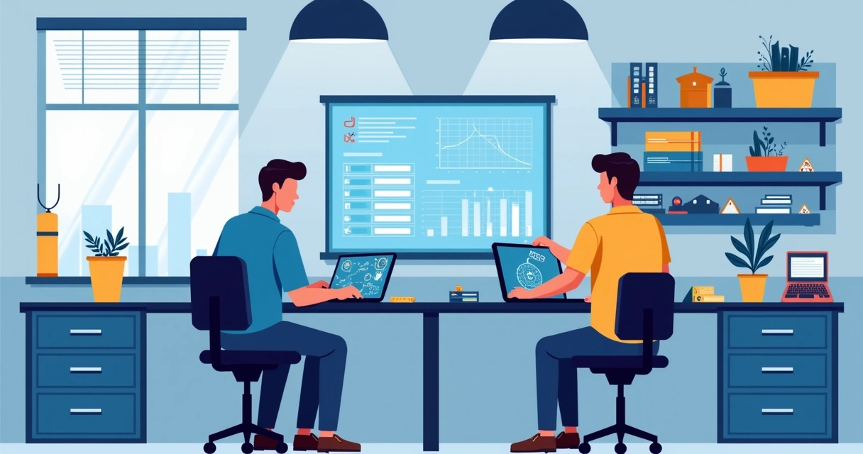 Técnico sendo acompanhado por supervisor durante conserto de notebook