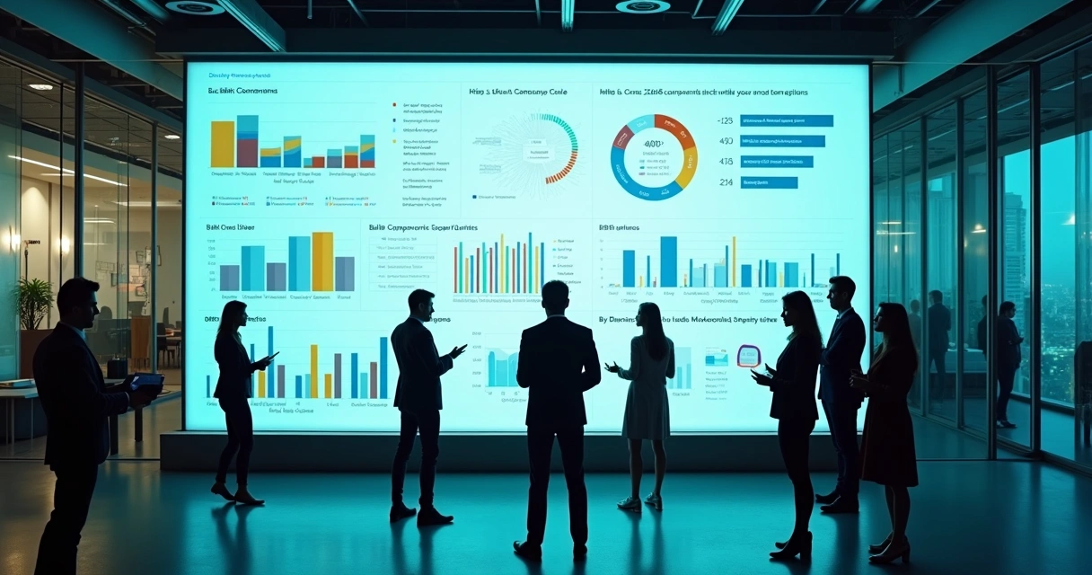 Painel digital com gráficos de empresas B2B e filtros personalizados 