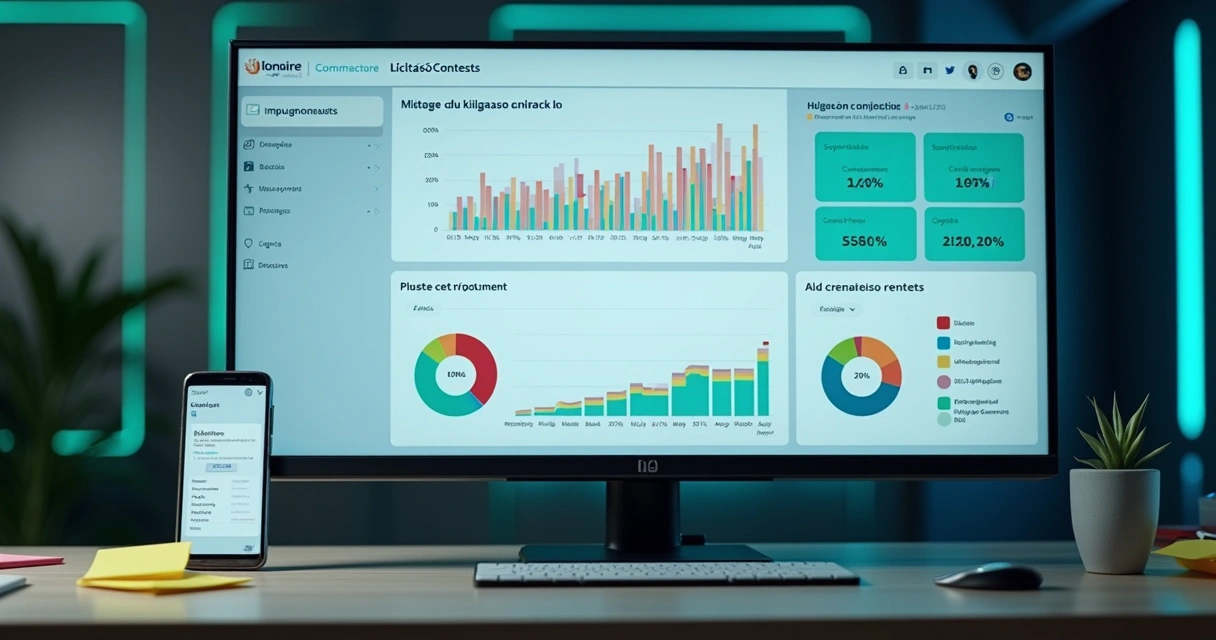 Painel digital mostrando acompanhamento de editais 