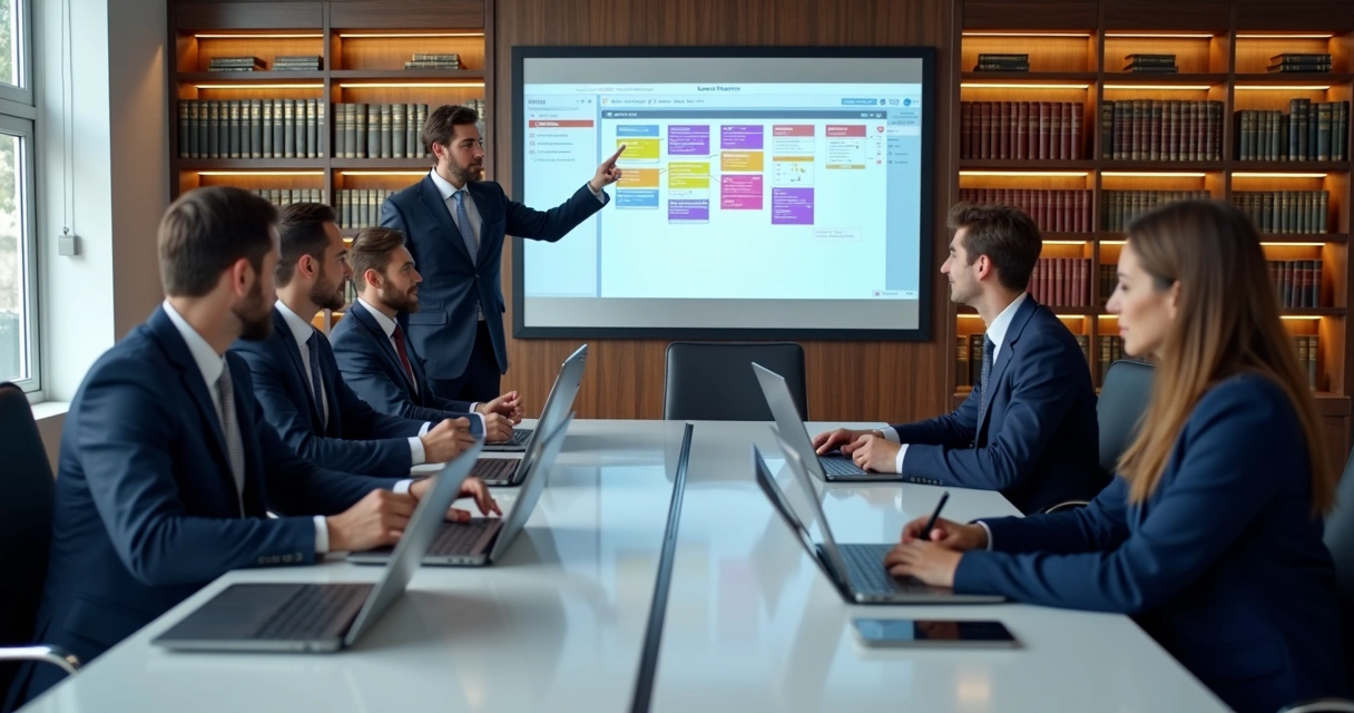 Advogado usando software para gerenciar processos digitais 