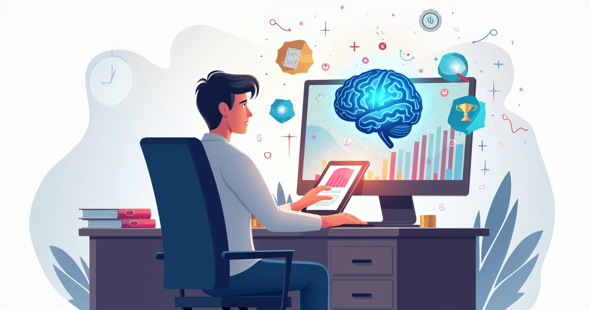 Apostador utilizando aplicativo em tablet com gráficos e IA ao lado de cédulas e moedas 