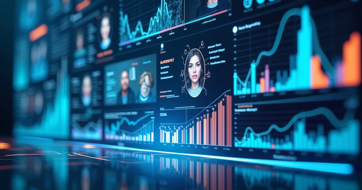 Tela digital com gráficos analisando perfis de influenciadores