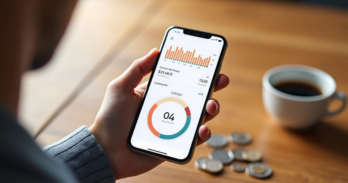 Tela de aplicativo de controle financeiro em smartphone 