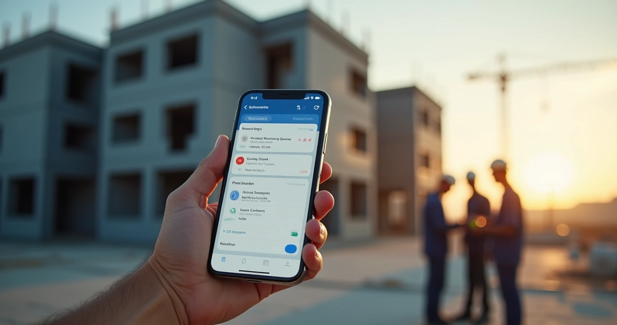 Aplicativo digital de manutenção em smartphone no canteiro de obra 