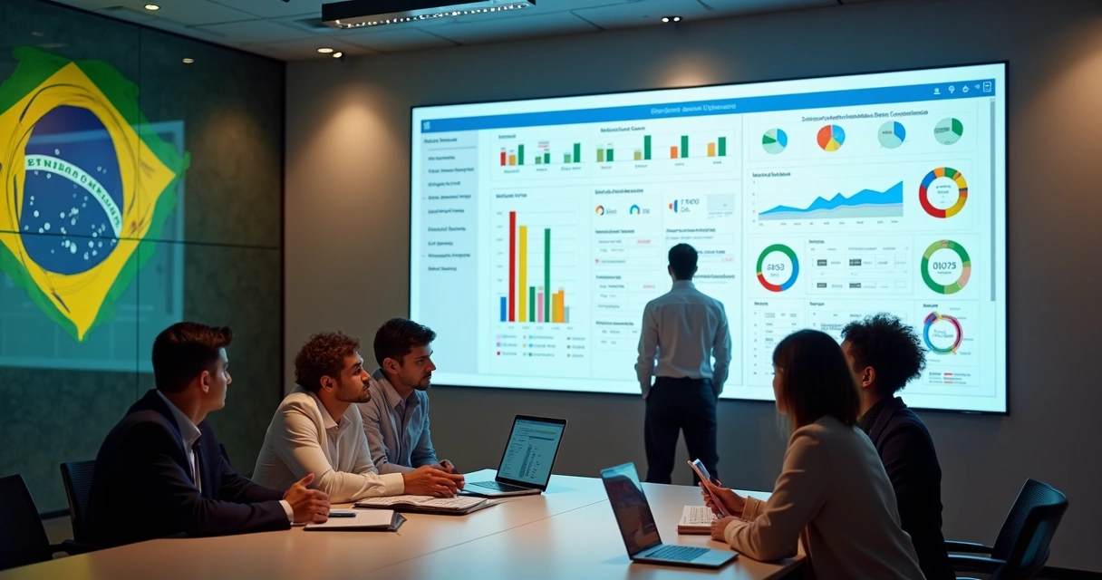 Dashboard de dados fiscais sendo analisado por IA
