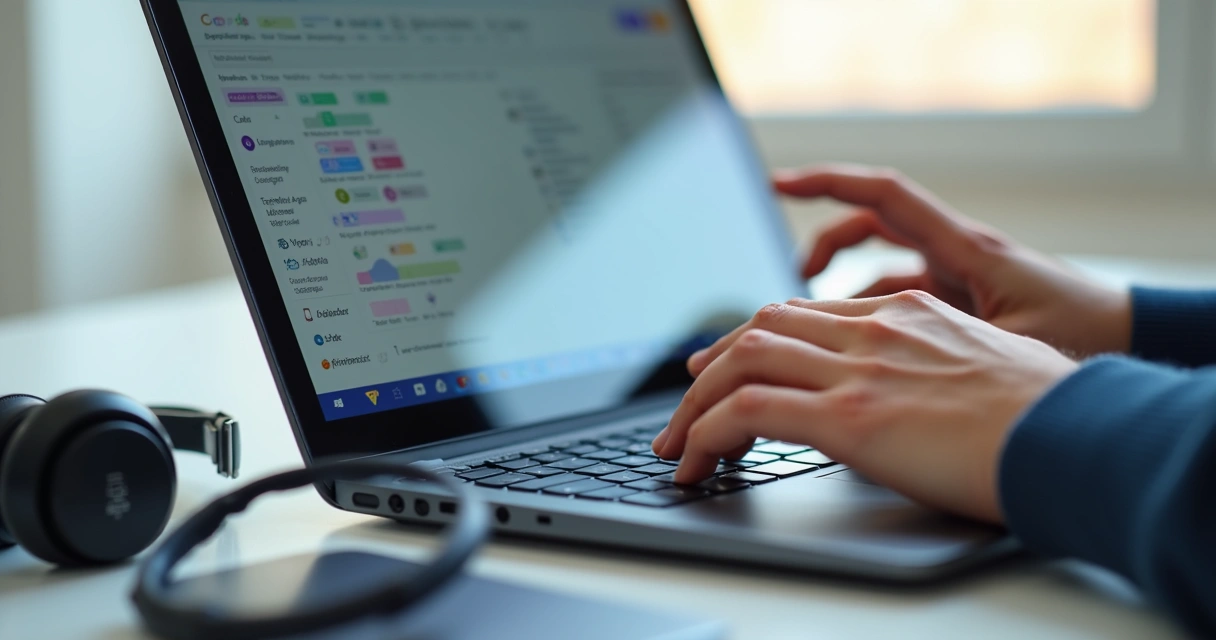 Pessoa usando tecnologia assistiva para interagir no computador 