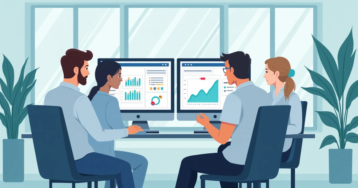 Como Analisar Dados em Auditoria Clínica: Guia Prático 2 Equipe médica usando computadores com software de auditoria clínica