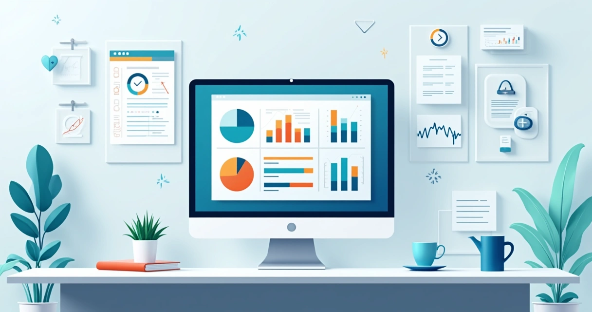 Auditoria clínica prospectiva e retrospectiva: diferenças e aplicações na saúde 3 Tela de computador com gráficos de auditoria clínica em ambiente hospitalar