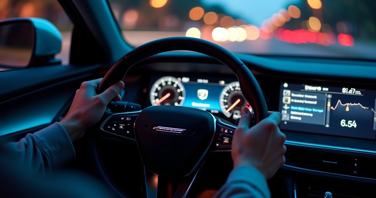 Tablero digital de auto moderno con indicadores electrónicos 