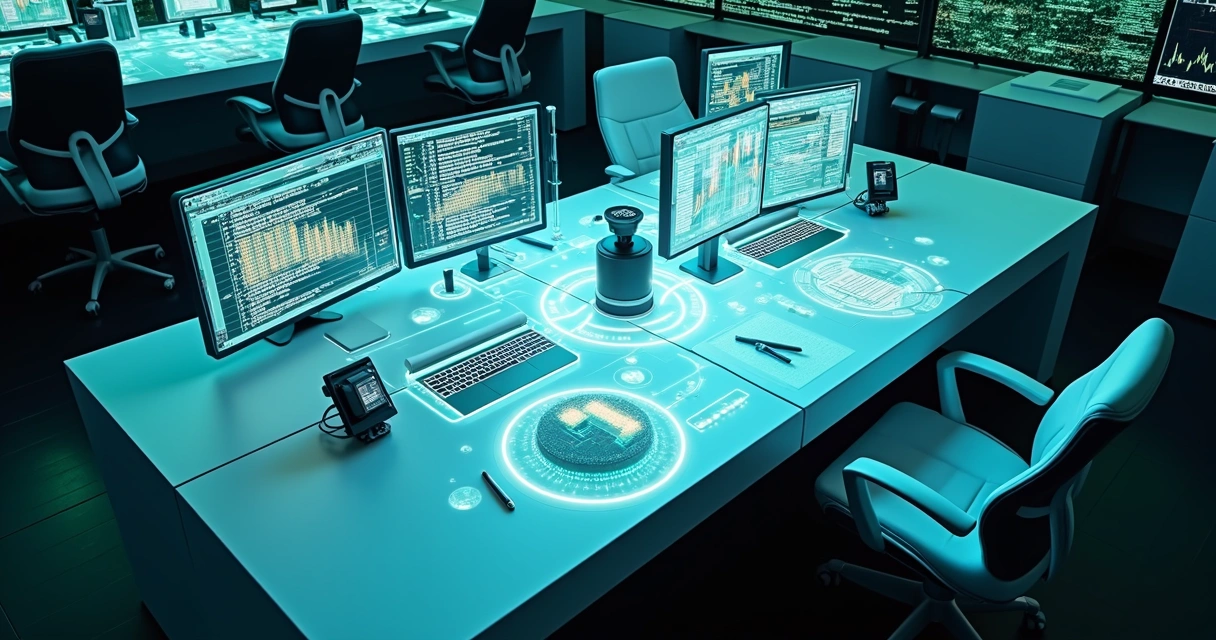 Representação de automação e tecnologia em escritório de contabilidade 