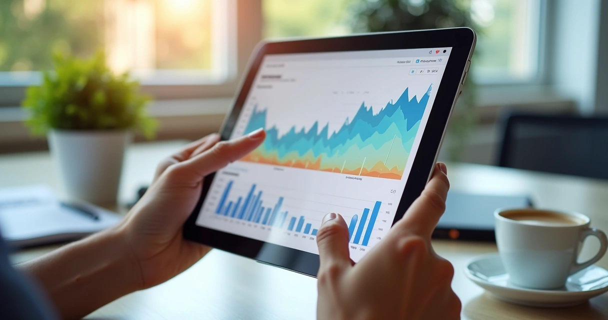 Painel de software financeiro moderno com gráficos interativos 