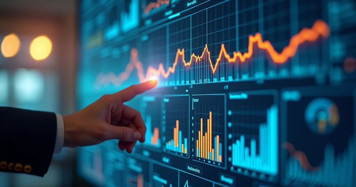 Dashboard digital com gráficos de vendas B2B em marketplace