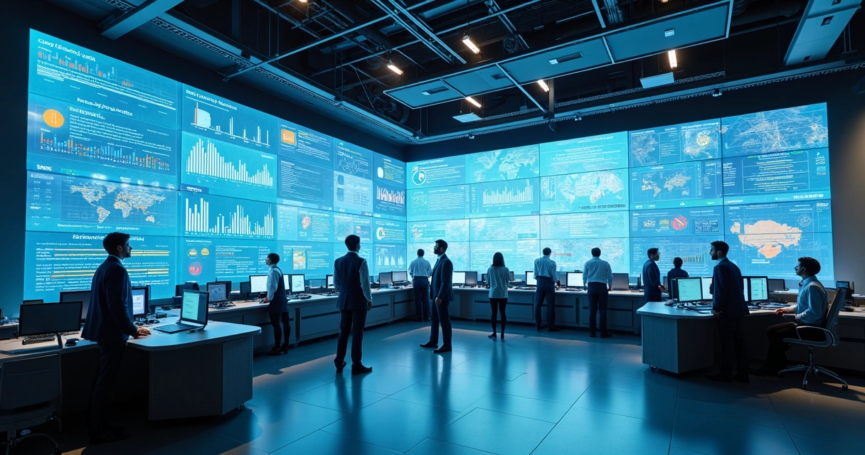 Sala de operações bancárias com tecnologia de dados avançada 