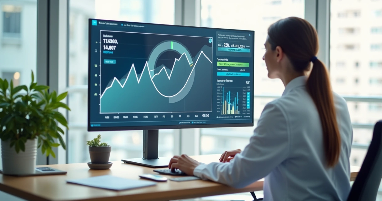 Software de contabilidade moderno em uso por clínica de saúde 