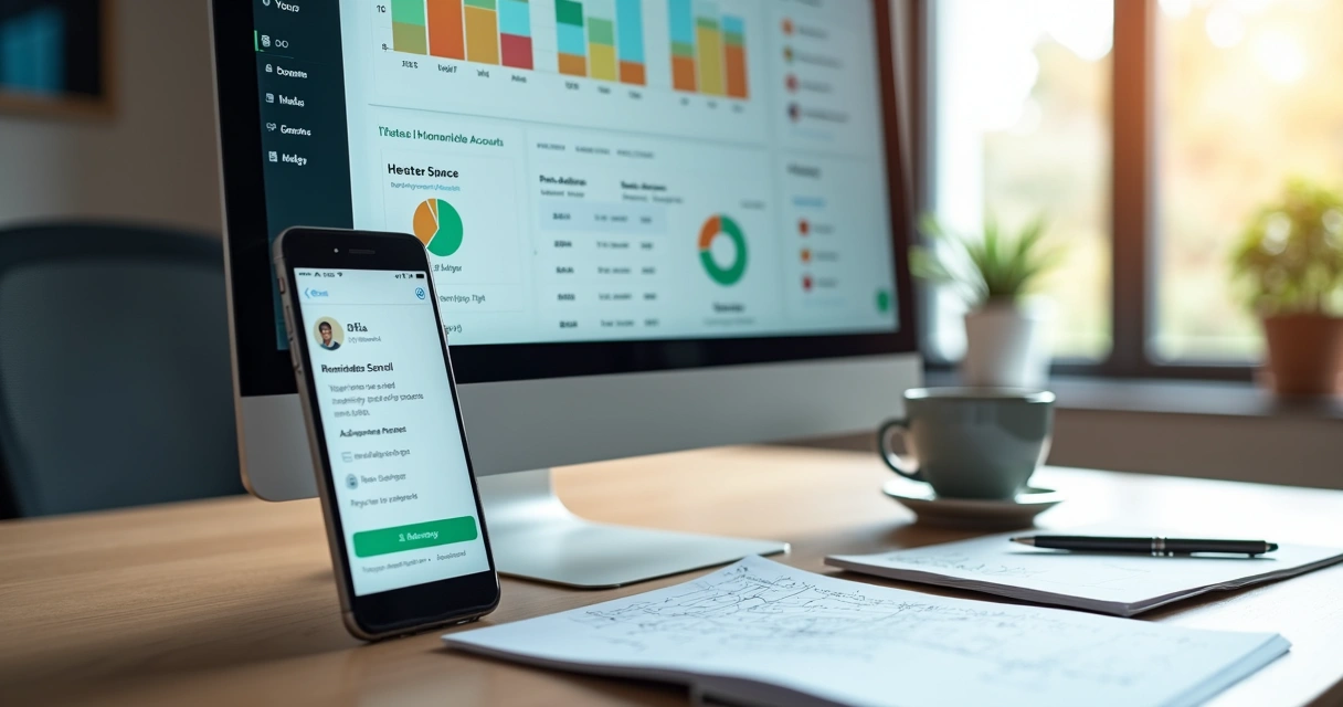 Dashboard de cobrança automatizada em tela de computador 