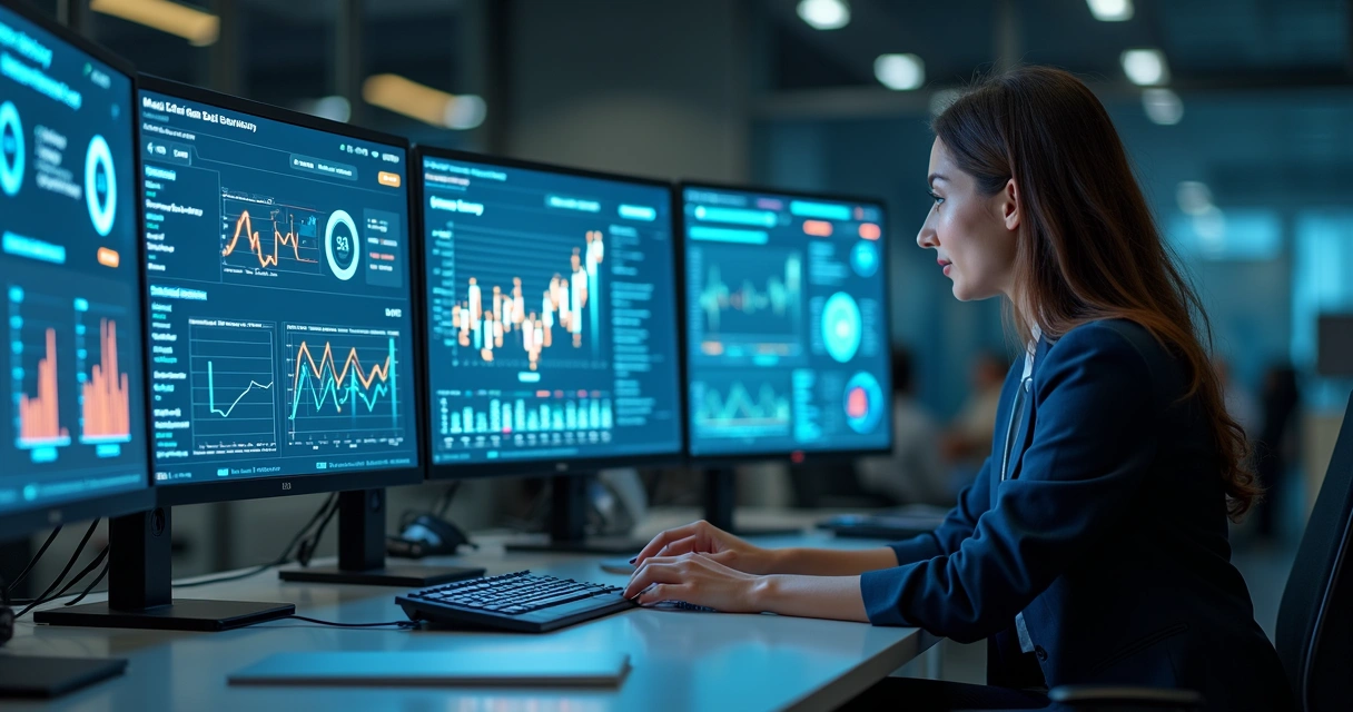 Painel de controle digital mostrando gráficos de cobrança e automação integrada 