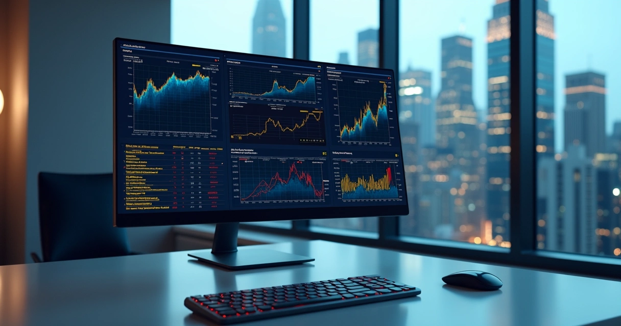 Computador mostrando gráficos de análise de dados para detecção de lavagem de dinheiro