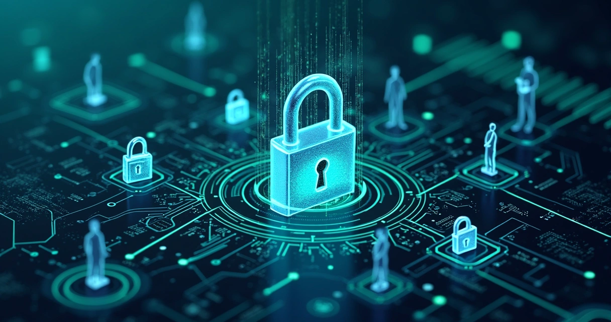 Infográfico de tecnologia e segurança aplicada ao compliance empresarial 
