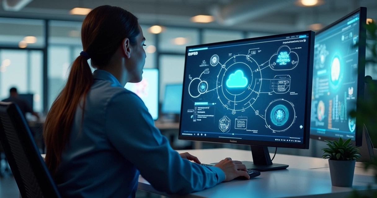 Tecnologia para escrituração contábil digital com software em monitor 