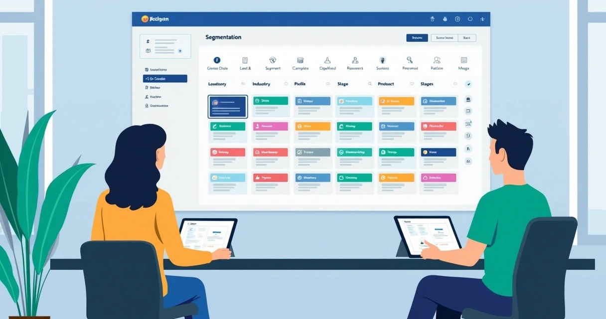 Plataforma de CRM mostrando filtros de segmentação detalhados
