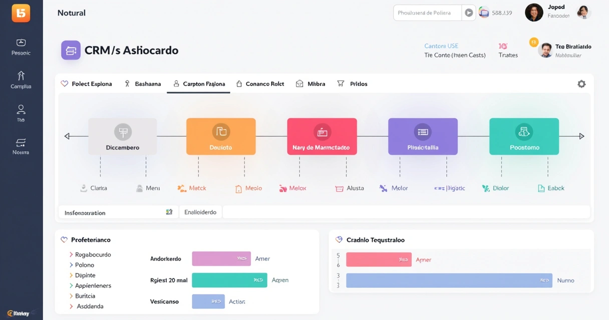 Interface de CRM com etapas do pipeline no Brasil