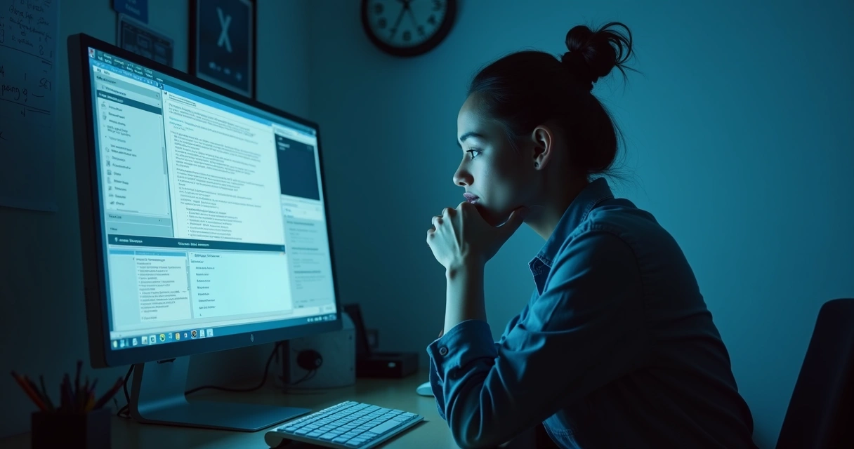 Pessoa diante de tela, refletindo sobre decisão ética digital 