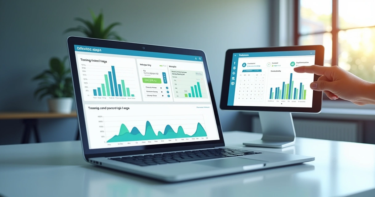 Interface digital de sistema financeiro com gráficos e agenda de pagamentos 