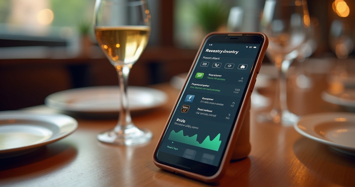 Tela de celular mostrando alertas de estoque para restaurante 