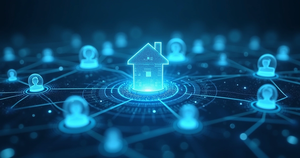 Plataforma digital futurista conectando clientes e corretores