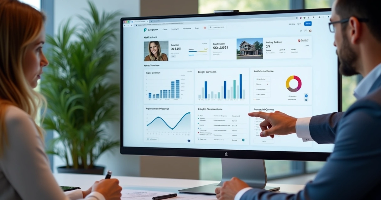 Tecnologia SaaS facilitando gestão de aluguel em escritório moderno 