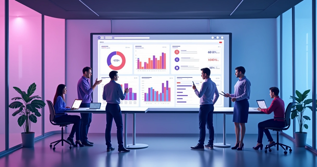 Dashboard digital de plataforma de gestão de parceiros mostrando métricas em gráficos 