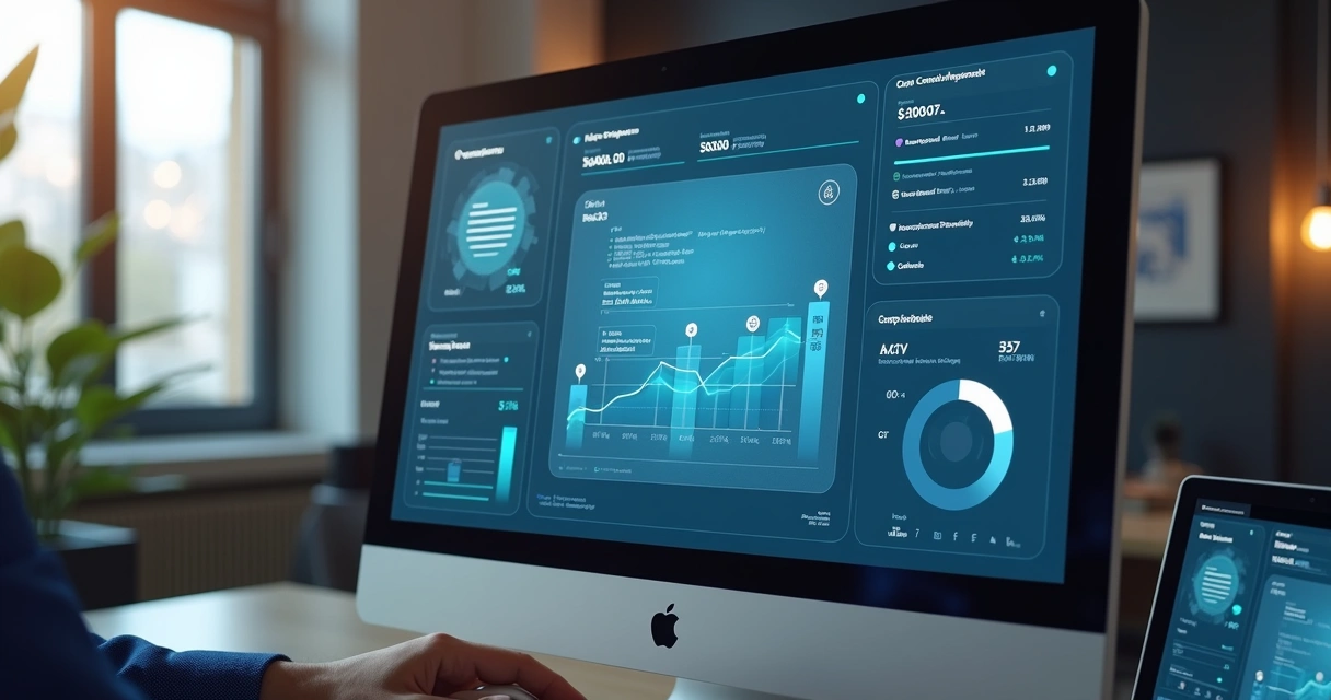 Sistema digital de gestão de contratos PJ em tela de computador 